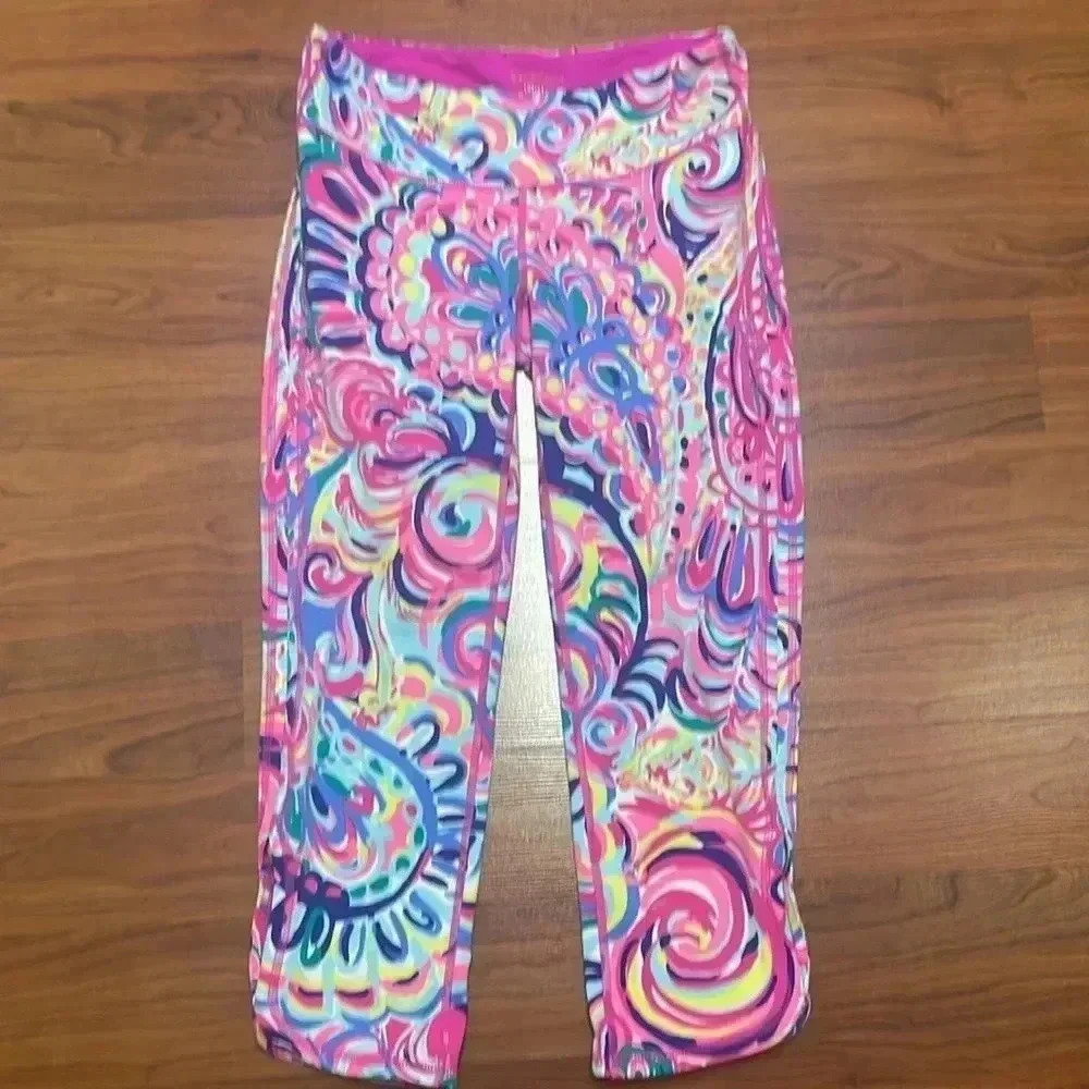 Lilly Pulitzer Luxletic Cropped Legging - Psychedelic Sunshine, Sz small - Picture 3 of 8